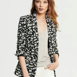 Banana republic floral blazer black white button